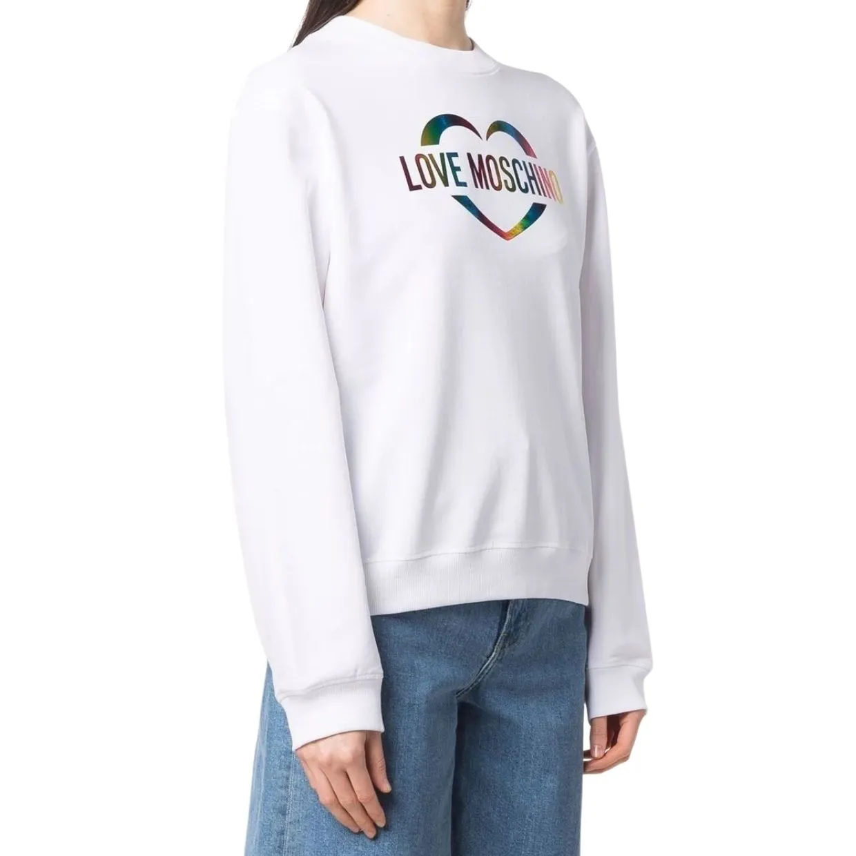 Love Moschino White Rainbow Logo Sweater