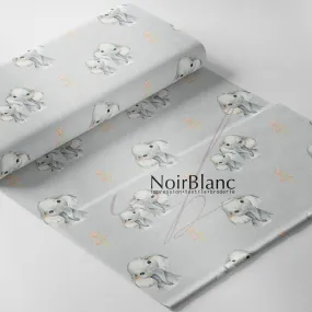 Éléphant Floral Gris