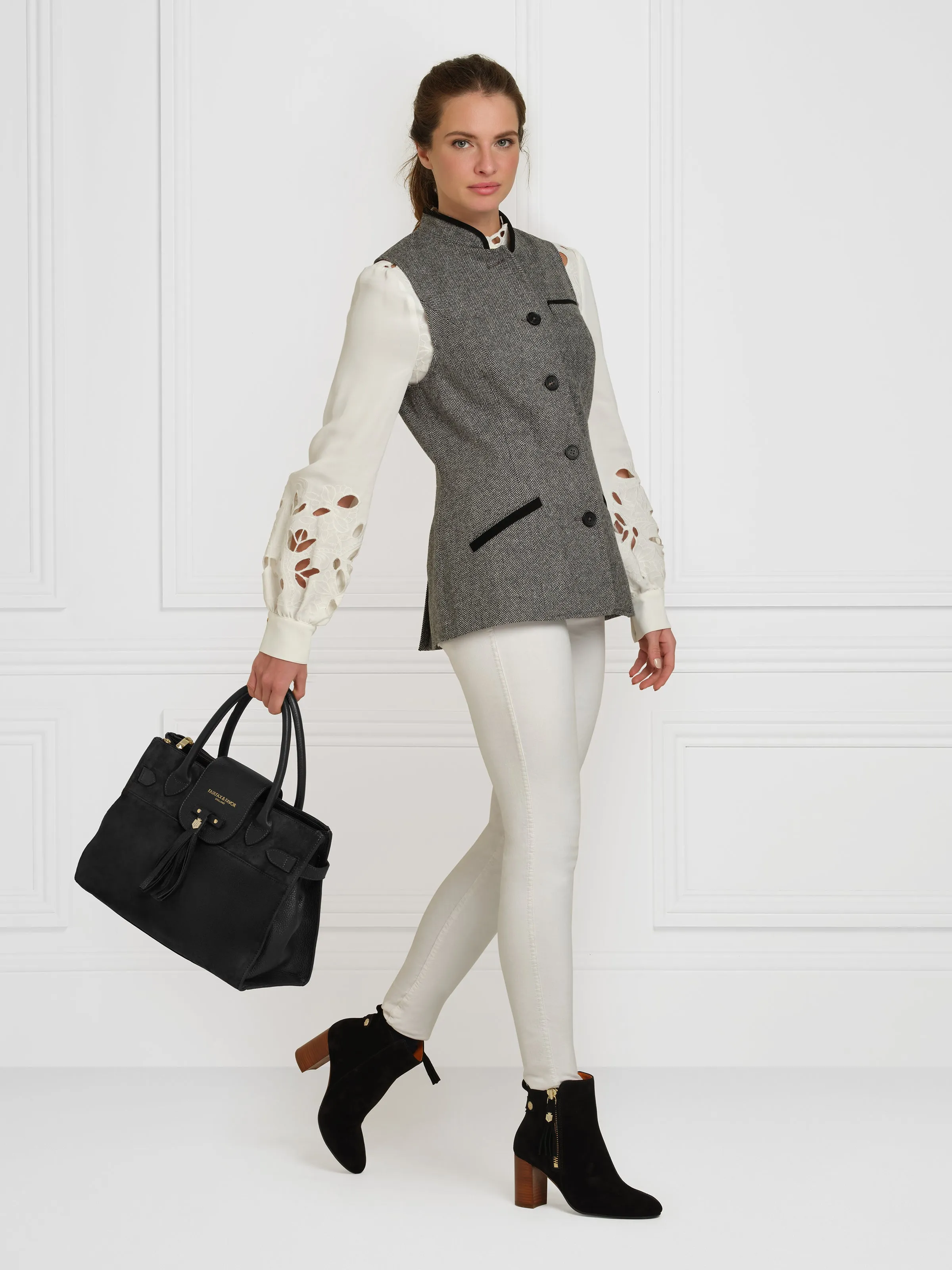 Madeline Gilet - Monochrome Herringbone