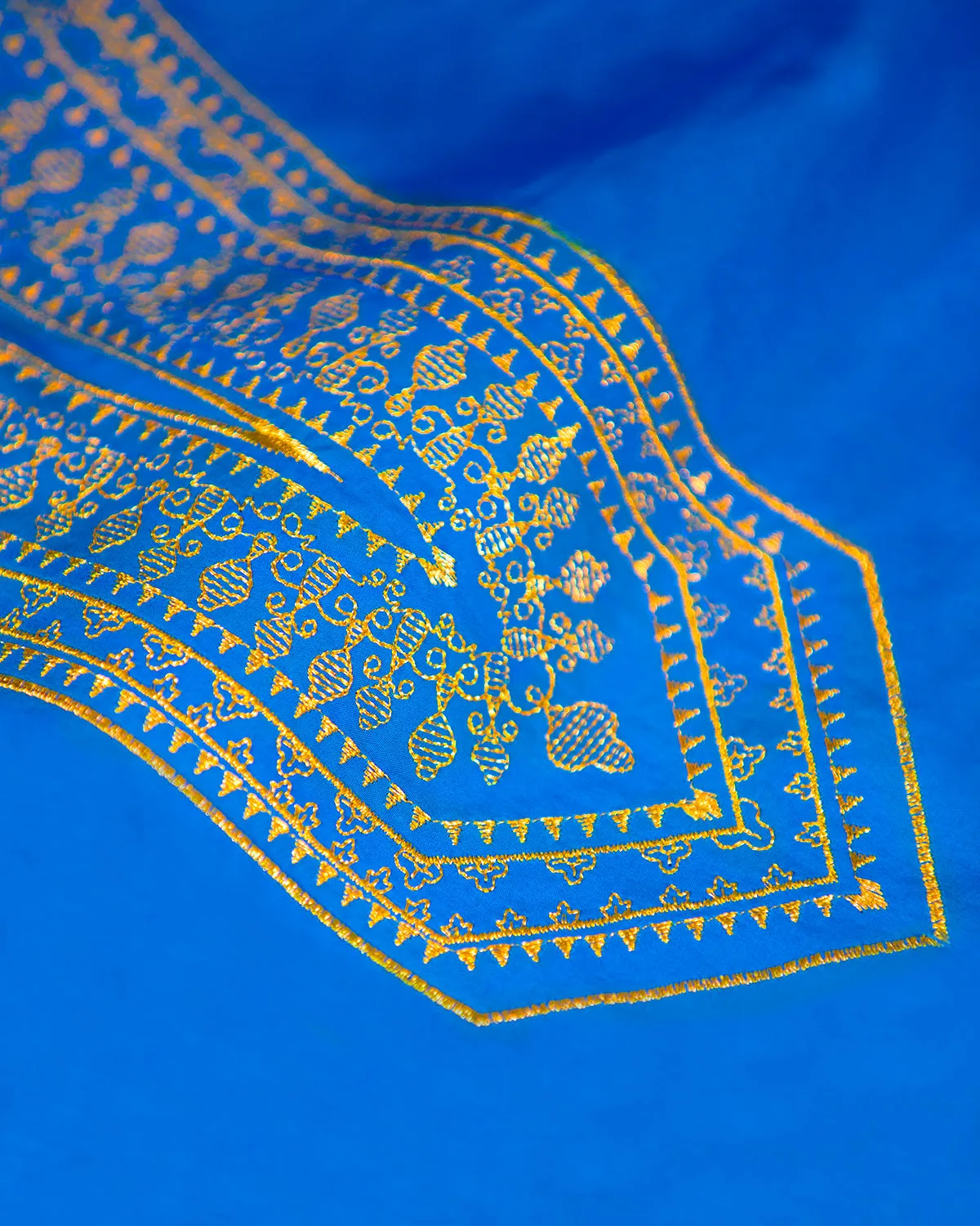 Maharani Tunic in Cobalt Blue Embroidered in Gold Filigree