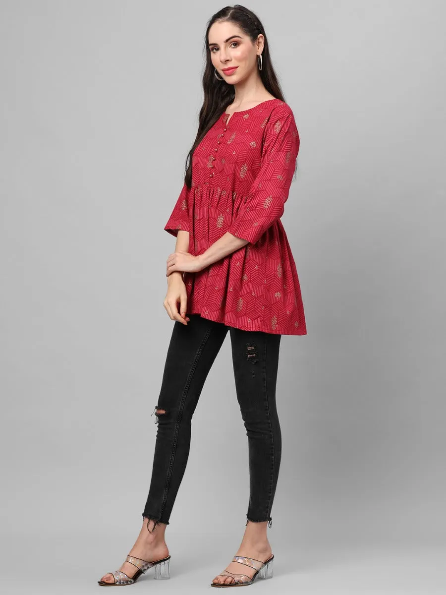 Maroon Floral Printed Tunic