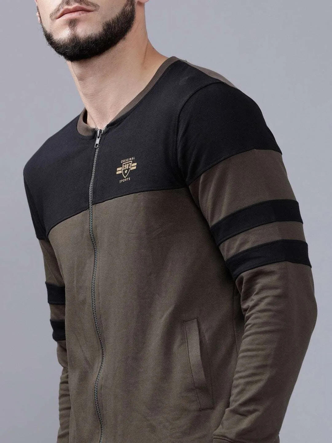 Men Baseball Collar Sweatshirt