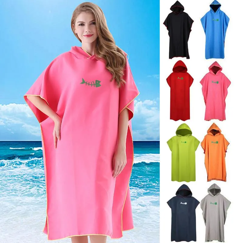 Men Women Diving Suit Change Robes Poncho Quick-dry Hooded Towel Sweat-absorbent Swim Robe Summer Beach Pool Swimming #N