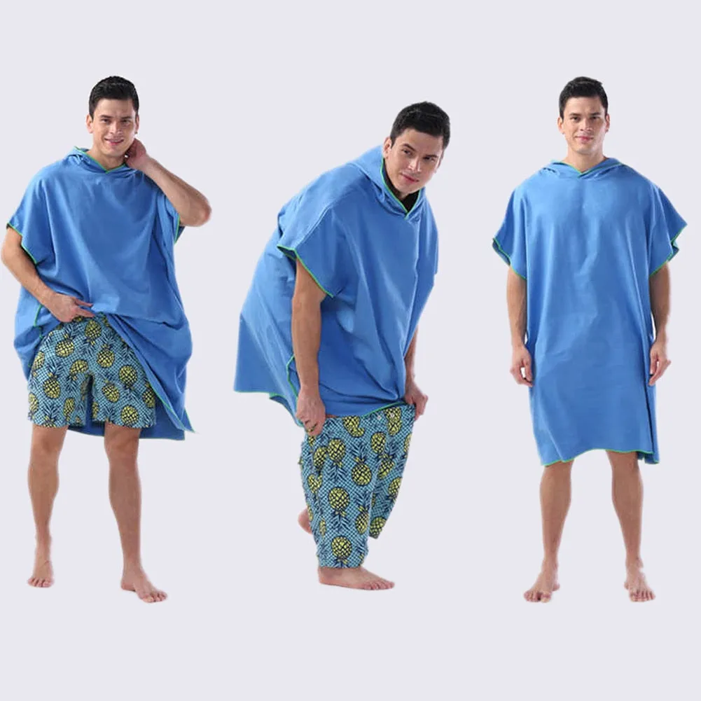 Men Women Diving Suit Change Robes Poncho Quick-dry Hooded Towel Sweat-absorbent Swim Robe Summer Beach Pool Swimming #N