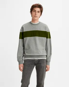 Men's Olive Green Crewneck Sweatshirt with Chest Color Block