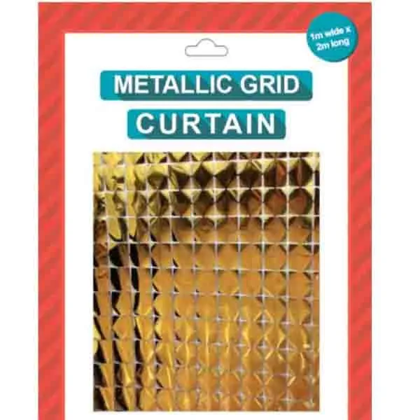 Metallic Block Grid Curtain - Gold