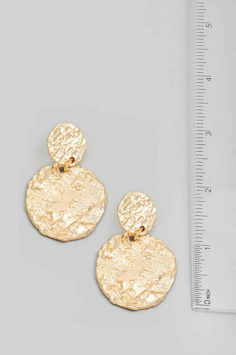 Metallic Disc Drop Earrings