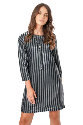 Metallic Grey Striped Dress Top