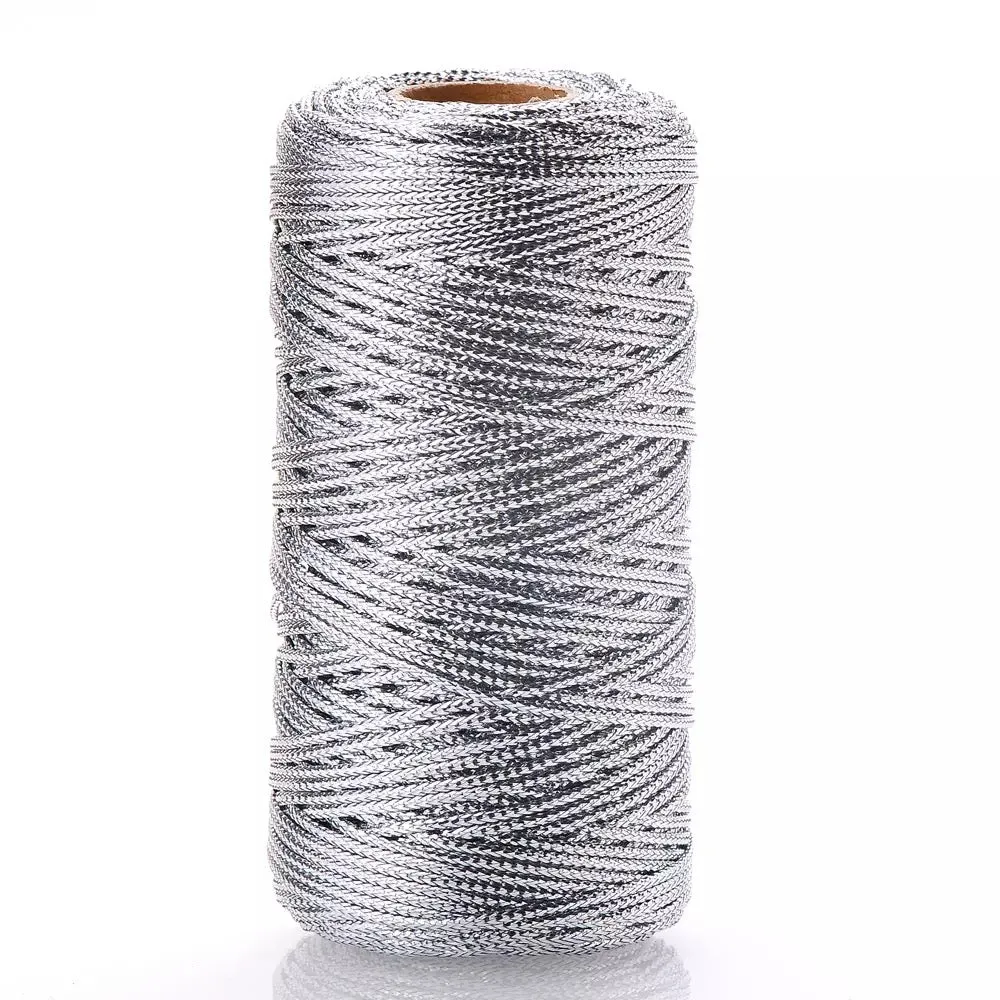 Metallic Twine Rope Cord 1.5mm Spool 100 mtrs - Silver