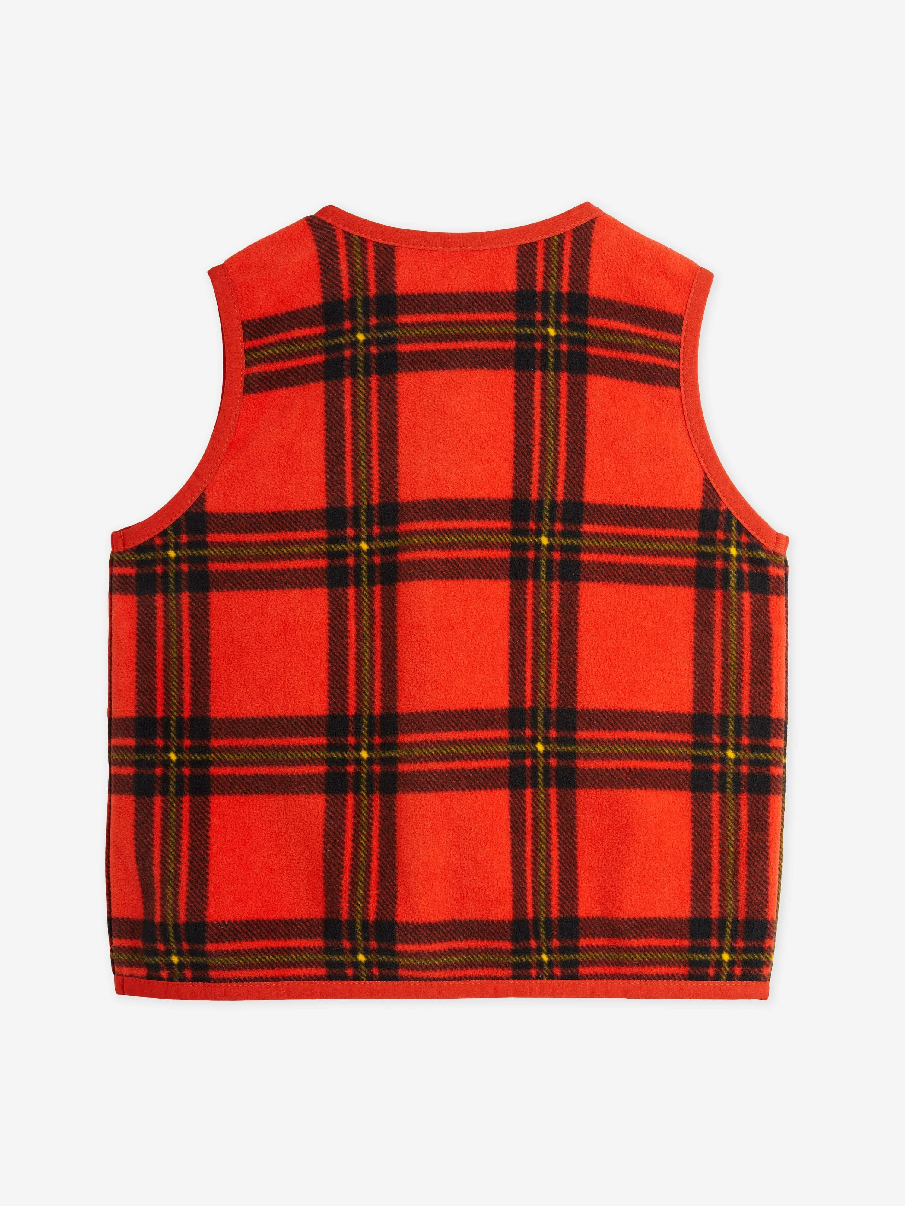 Mini Rodini Kids Check AOP Flecce Gilet in Red