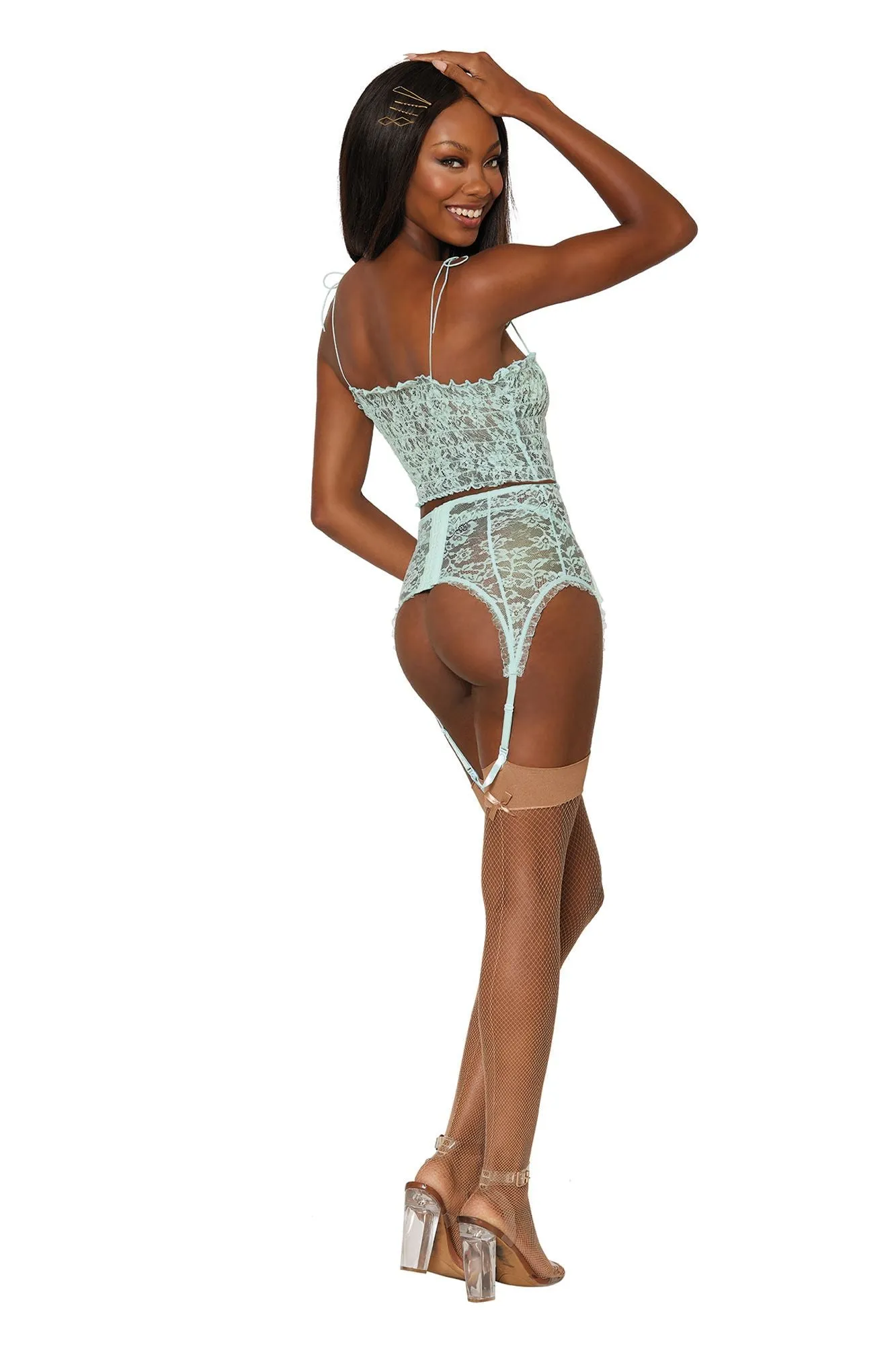 Mint Garter Slip and G-String