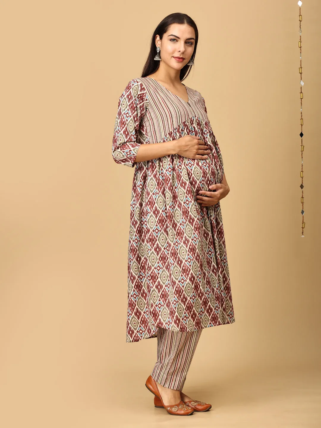 Mokshita Maternity and Nursing Kurta Set With Dupatta