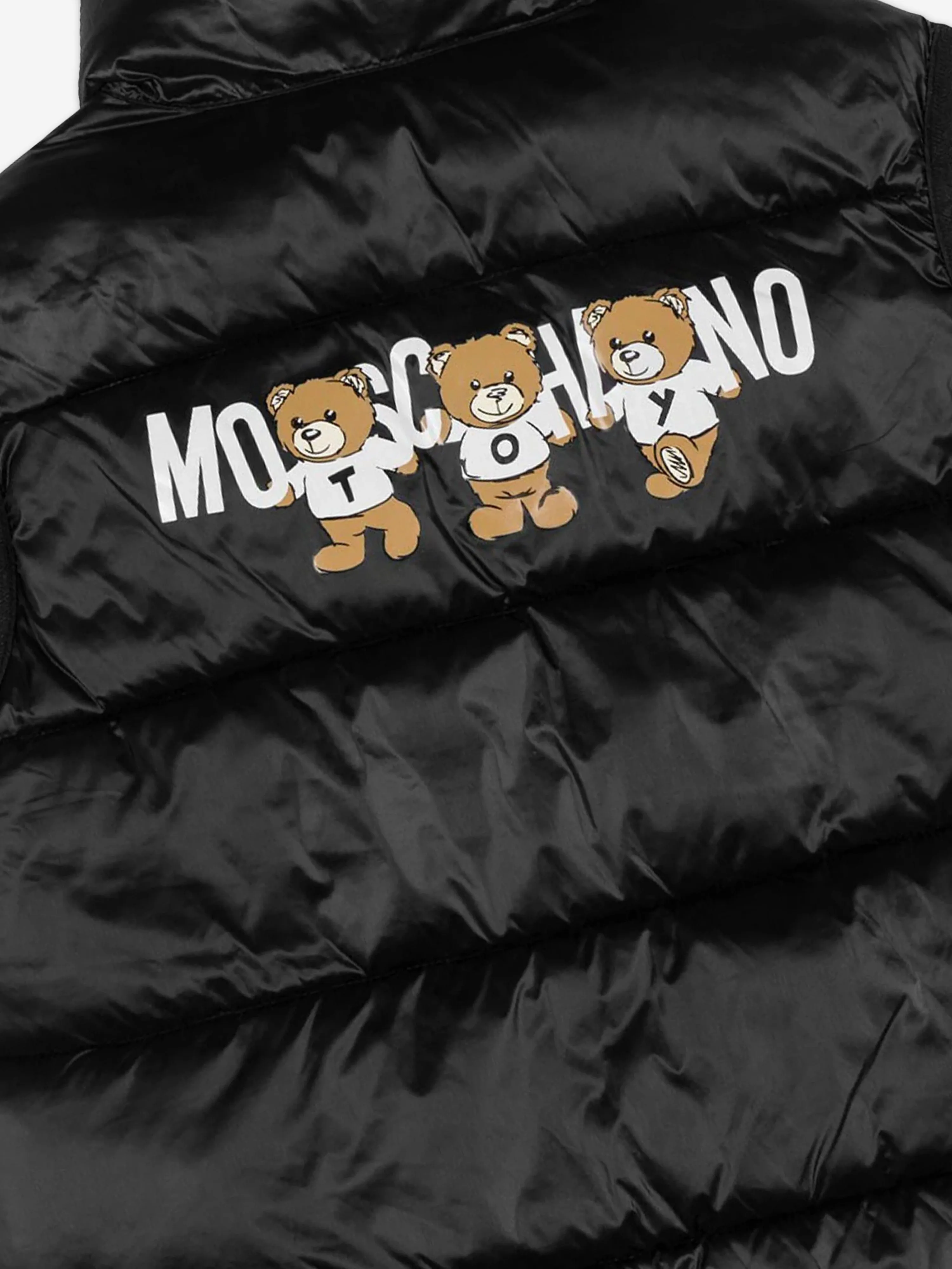 Moschino Kids Bear Logo Gilet in Black