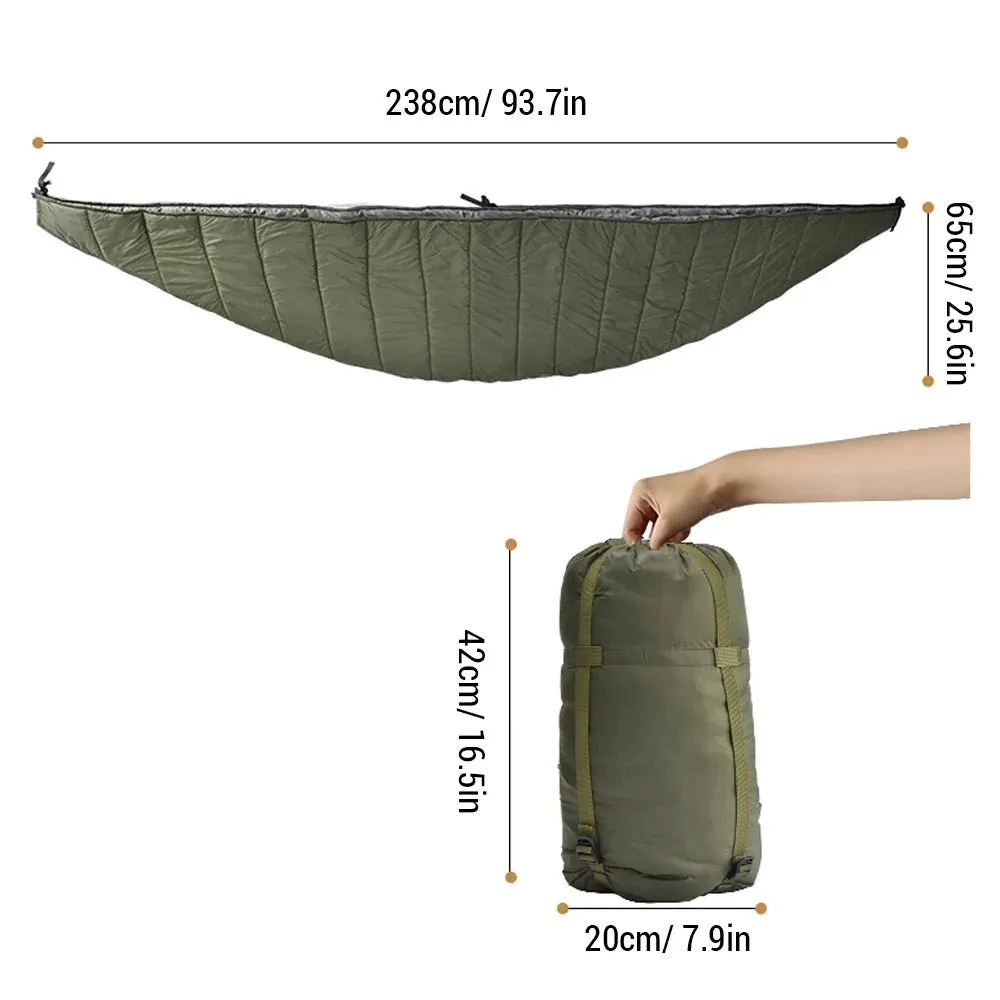 Multifunctional Hammock Underquilt Sleeping Bag Outdoor Winter Warm Hammock Under Blanket Poncho for Camping Traveling Swing