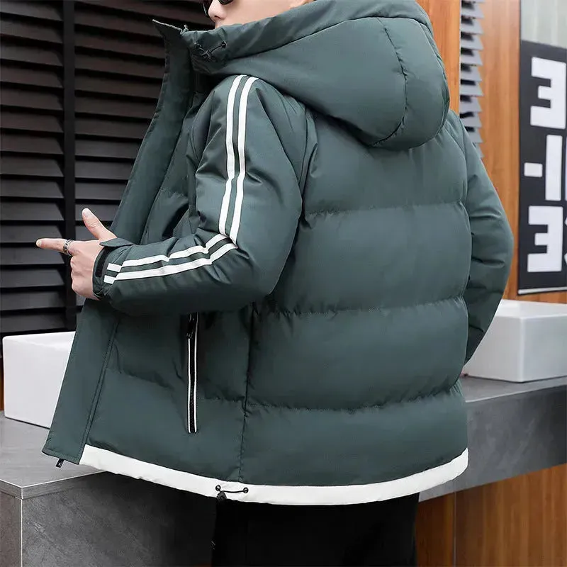 New Winter Cotton Padded Down Hoodie Winter Puffer Jacket Men