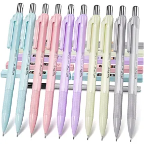 Nicpro 10 PCS 0.5 mm Mechanical Pencils Set with Case, Pastel Aesthetic Art Drafting Lead Pencils with 10 Tube HB Lead Refills, Eraser for School Students Artist Writing Drawing, Sketching