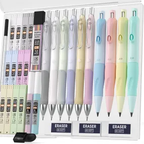 Nicpro 38PCS Pastel Mechanical Pencil Set in Case, Cute Mechanical Pencils Bulk 0.5 & 0.7 & 0.9 mm & 2.0 mm with Lead Refills, Erasers Sharpener Aesthetic School Supplies for Student Writing Sketching