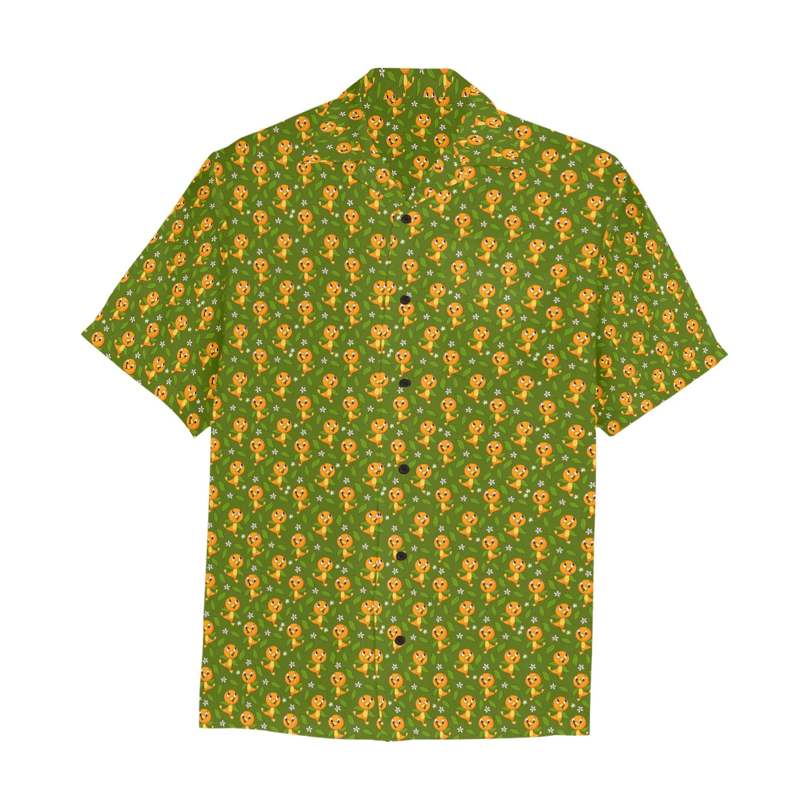 Orange Bird Hawaiian Shirt With Chest Pocket