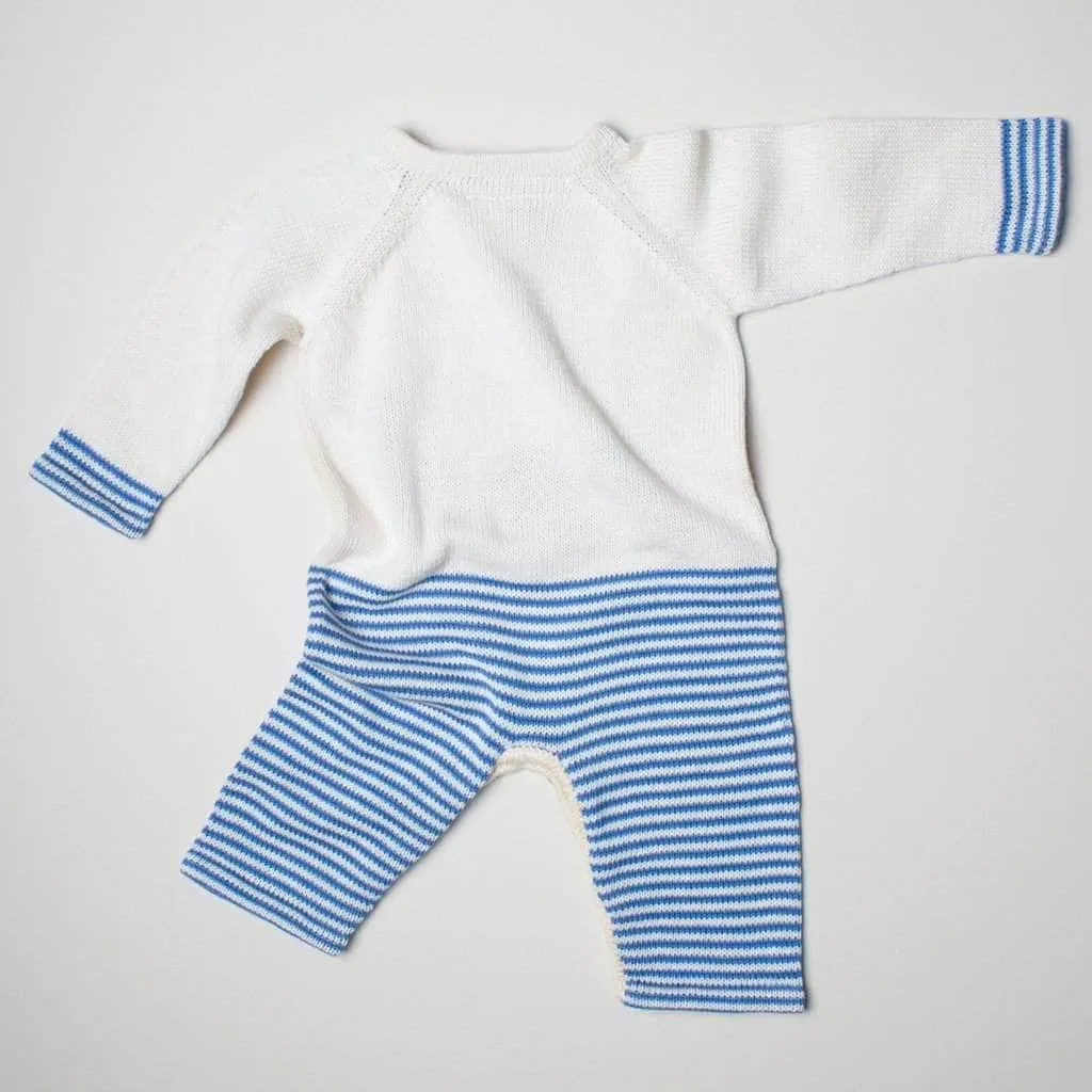 Organic Baby Romper, Long Knit - Whale