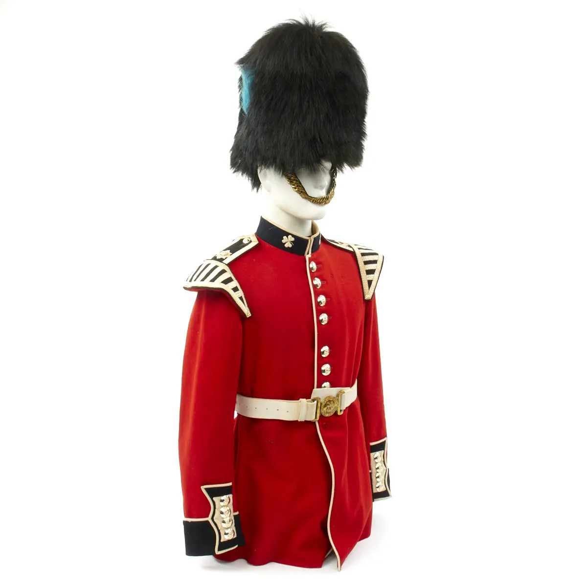 Original British Queen's Crown Irish Guards Bandsman's Uniform Set with Bearskin Helmet - Recent Issue