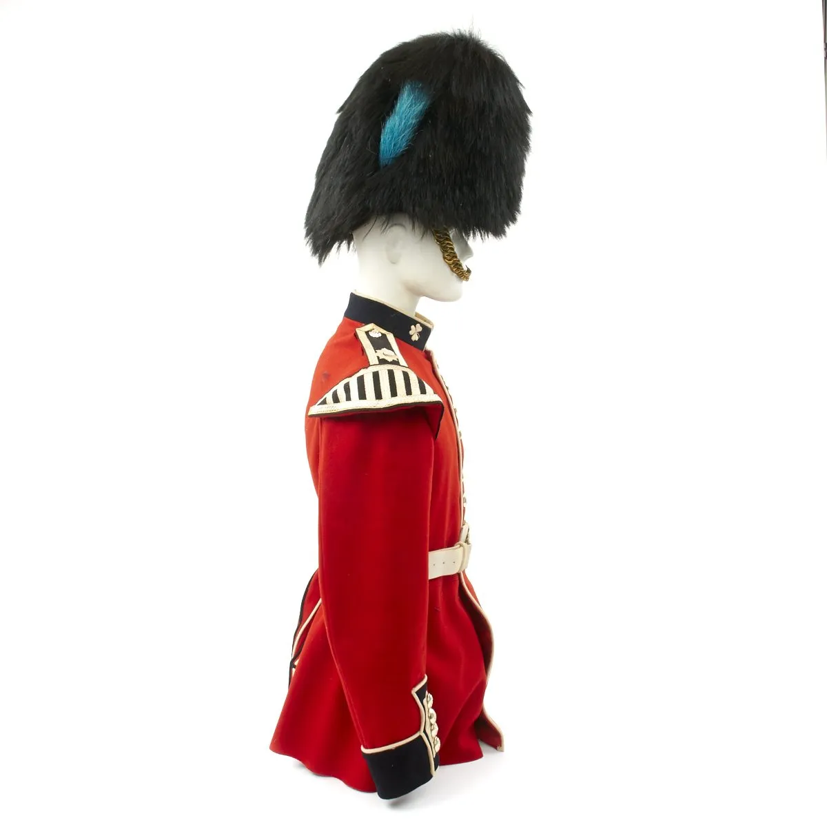 Original British Queen's Crown Irish Guards Bandsman's Uniform Set with Bearskin Helmet - Recent Issue