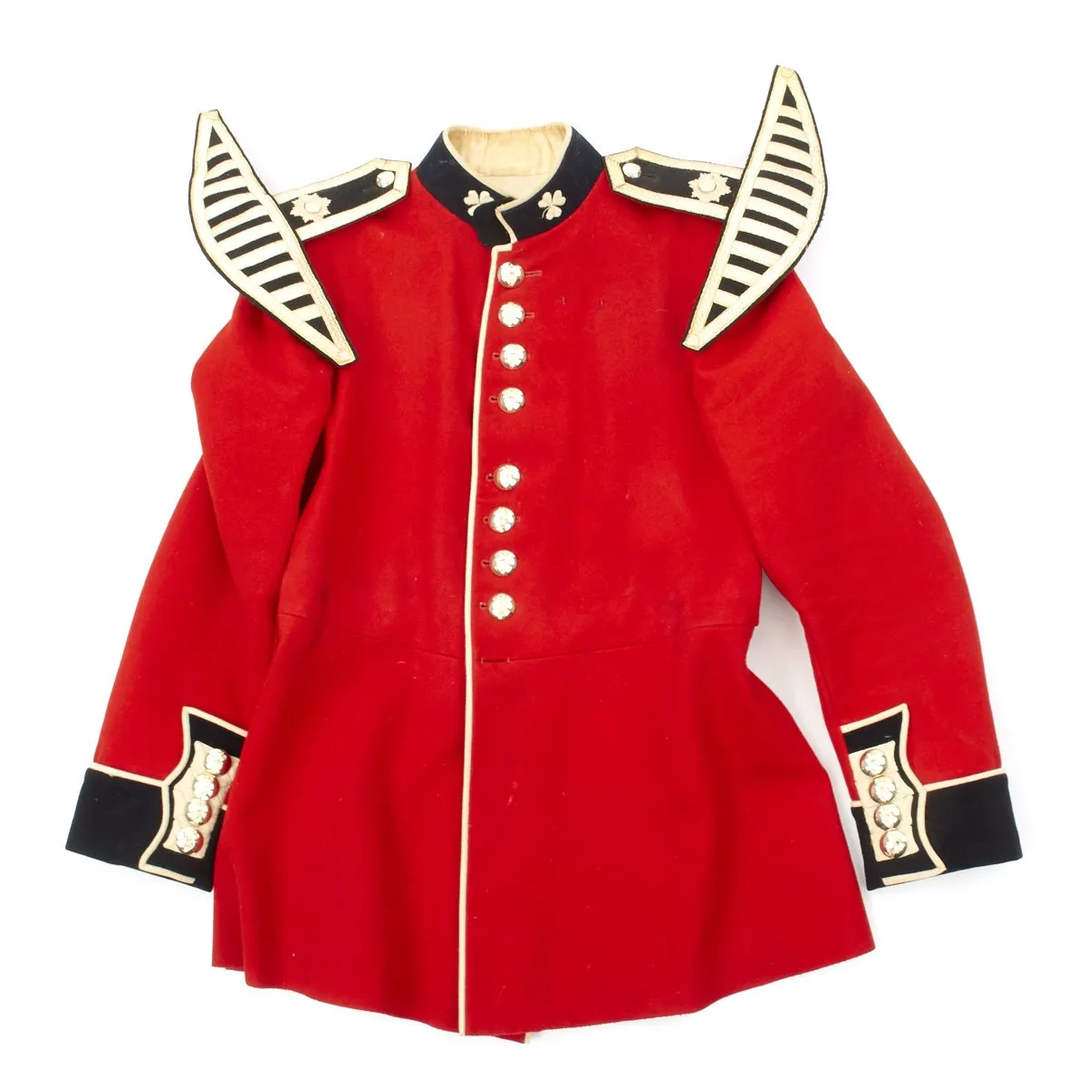 Original British Queen's Crown Irish Guards Bandsman's Uniform Set with Bearskin Helmet - Recent Issue