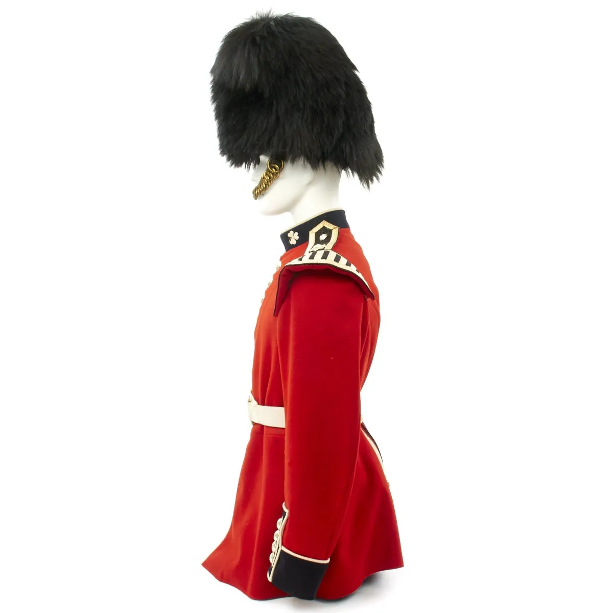 Original British Queen's Crown Irish Guards Bandsman's Uniform Set with Bearskin Helmet - Recent Issue