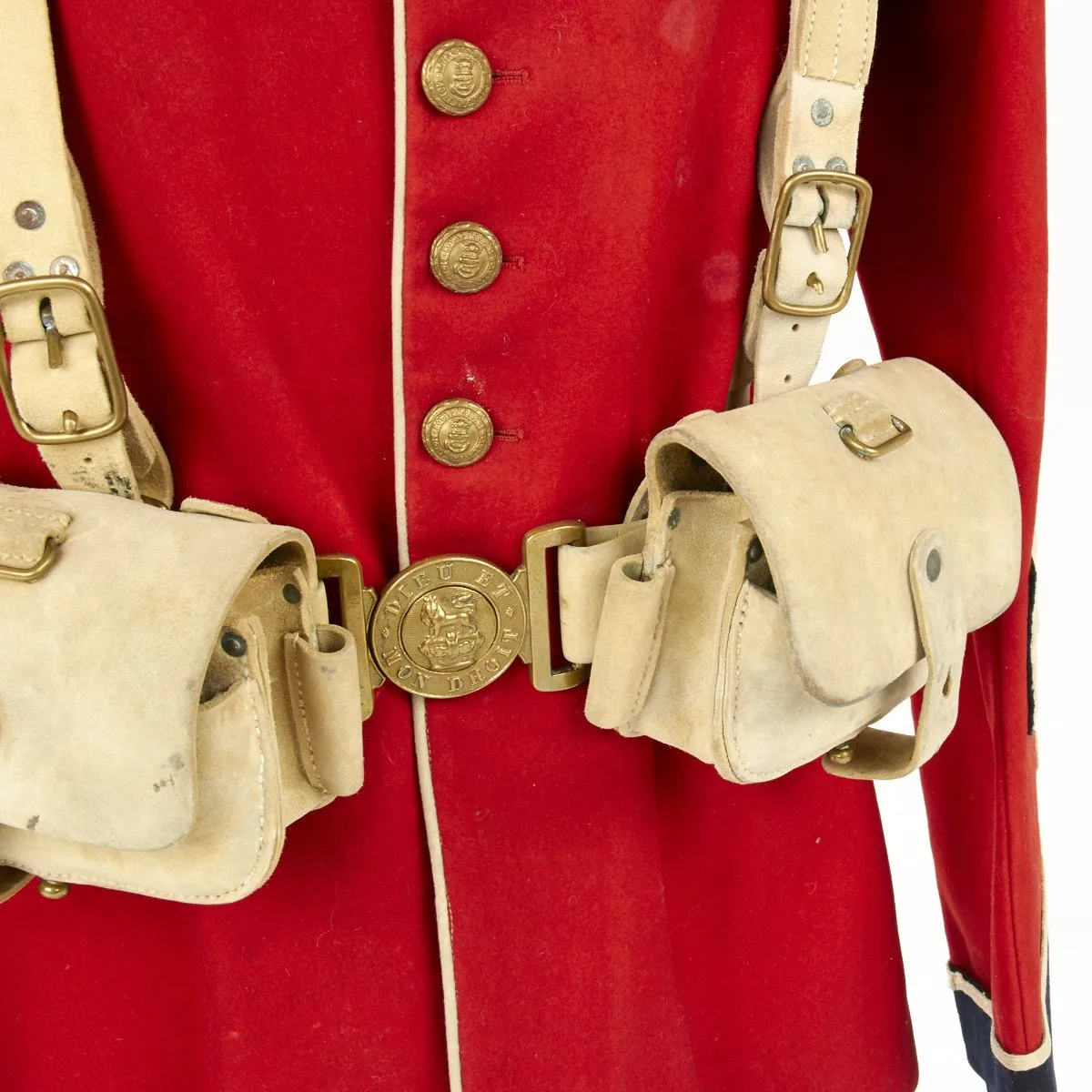 Original British Victorian P-1888 Buff Leather Slade Wallace Equipment Set with Named Royal Marines Sargent Tunic