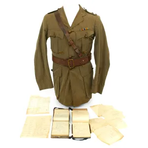 Original British WWI 15th Sherwood Foresters Named Officer Uniform with Trench Notebooks and Research