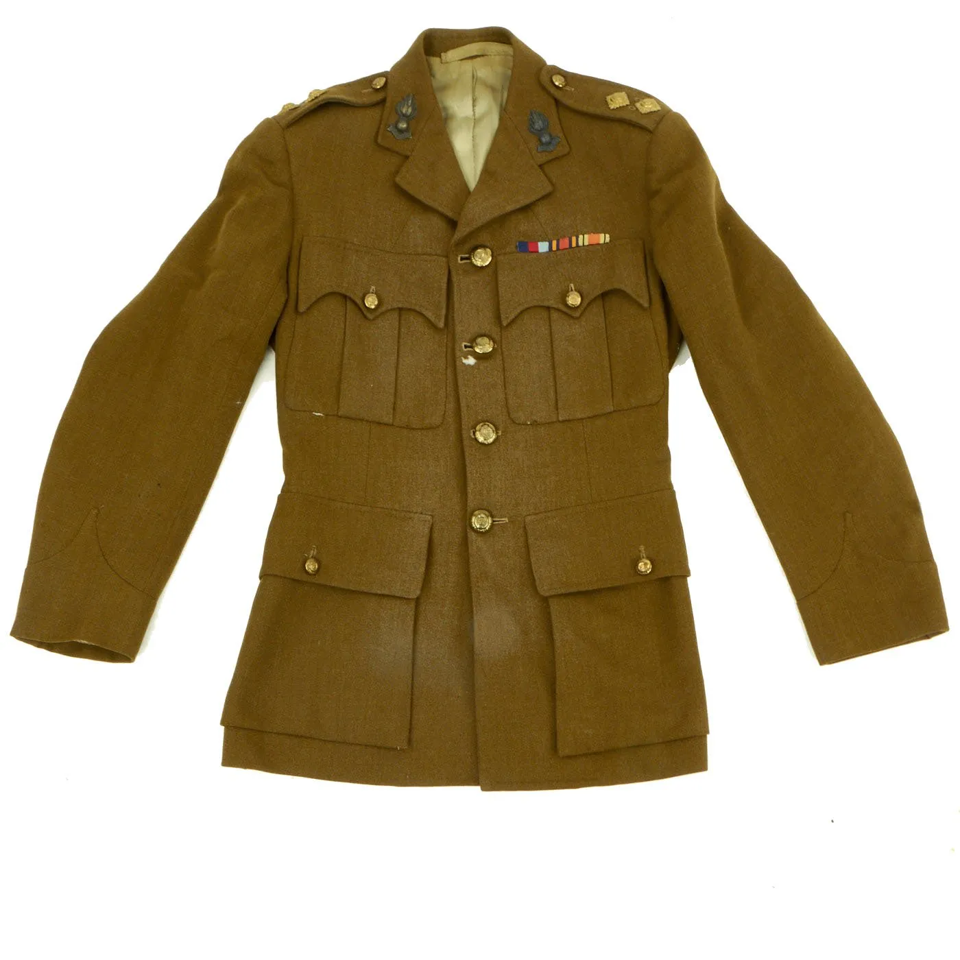 Original British WWII Named Royal Engineer Officer’s Grouping in Transit Trunk - Tunic, Cap, Cot, Documents & More