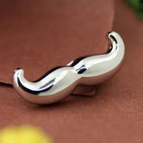 Peluche Manly Moustache Silver Lapel Pin