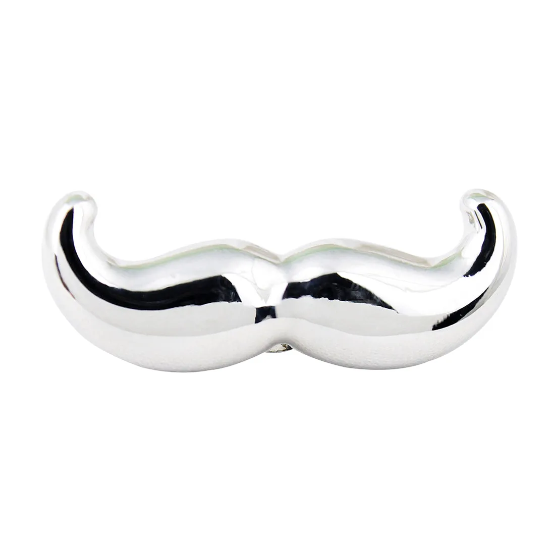 Peluche Manly Moustache Silver Lapel Pin