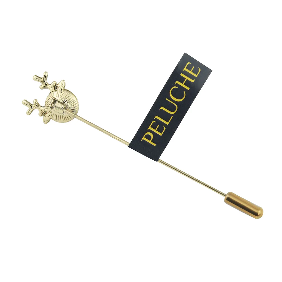 Peluche Snazzy Antlers Golden and White Colored Lapel Pin for Men