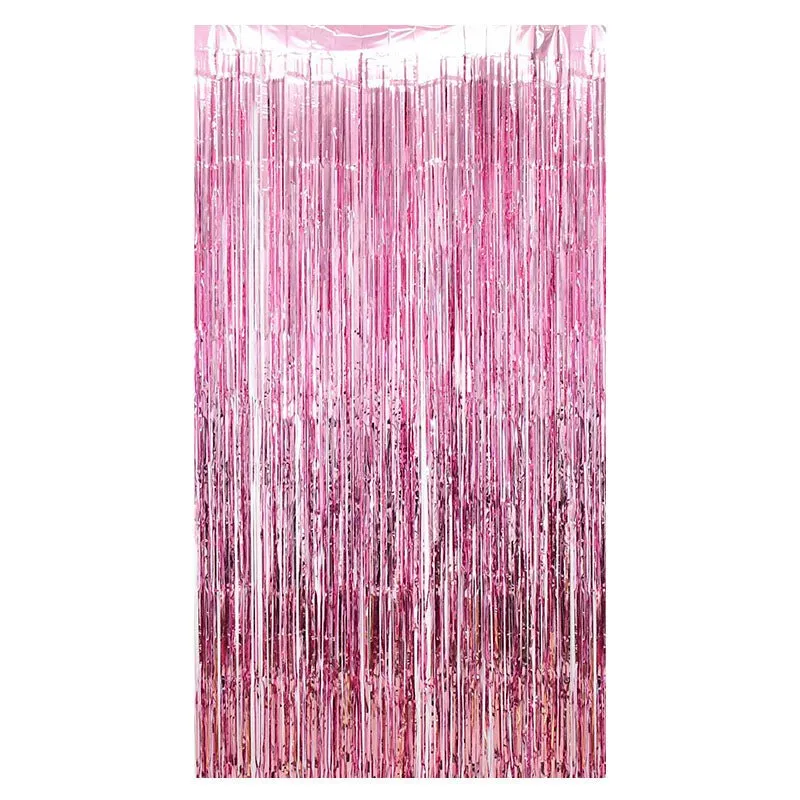 Pink Metallic Fringe Tinsel Curtain Backdrop