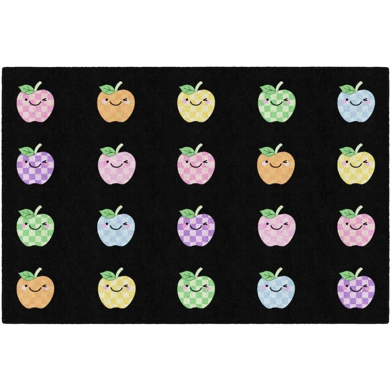 Plaid Pastel Apples Classroom Sitting Rug