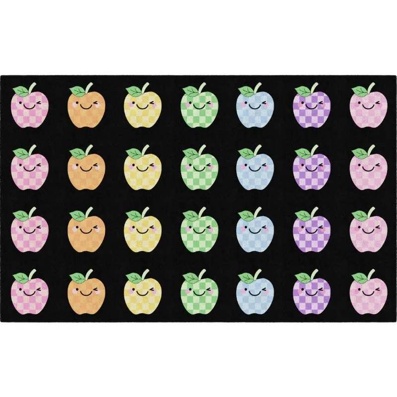 Plaid Pastel Apples Classroom Sitting Rug