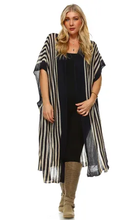 Plus Size Aztec Tribal Poncho Capes Wrap Cardigans Navy 1