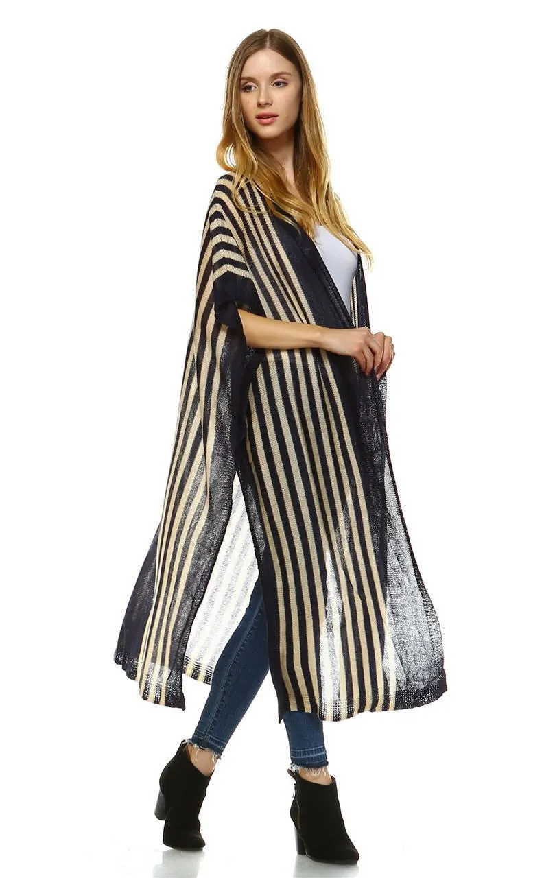 Plus Size Aztec Tribal Poncho Capes Wrap Cardigans Navy 1