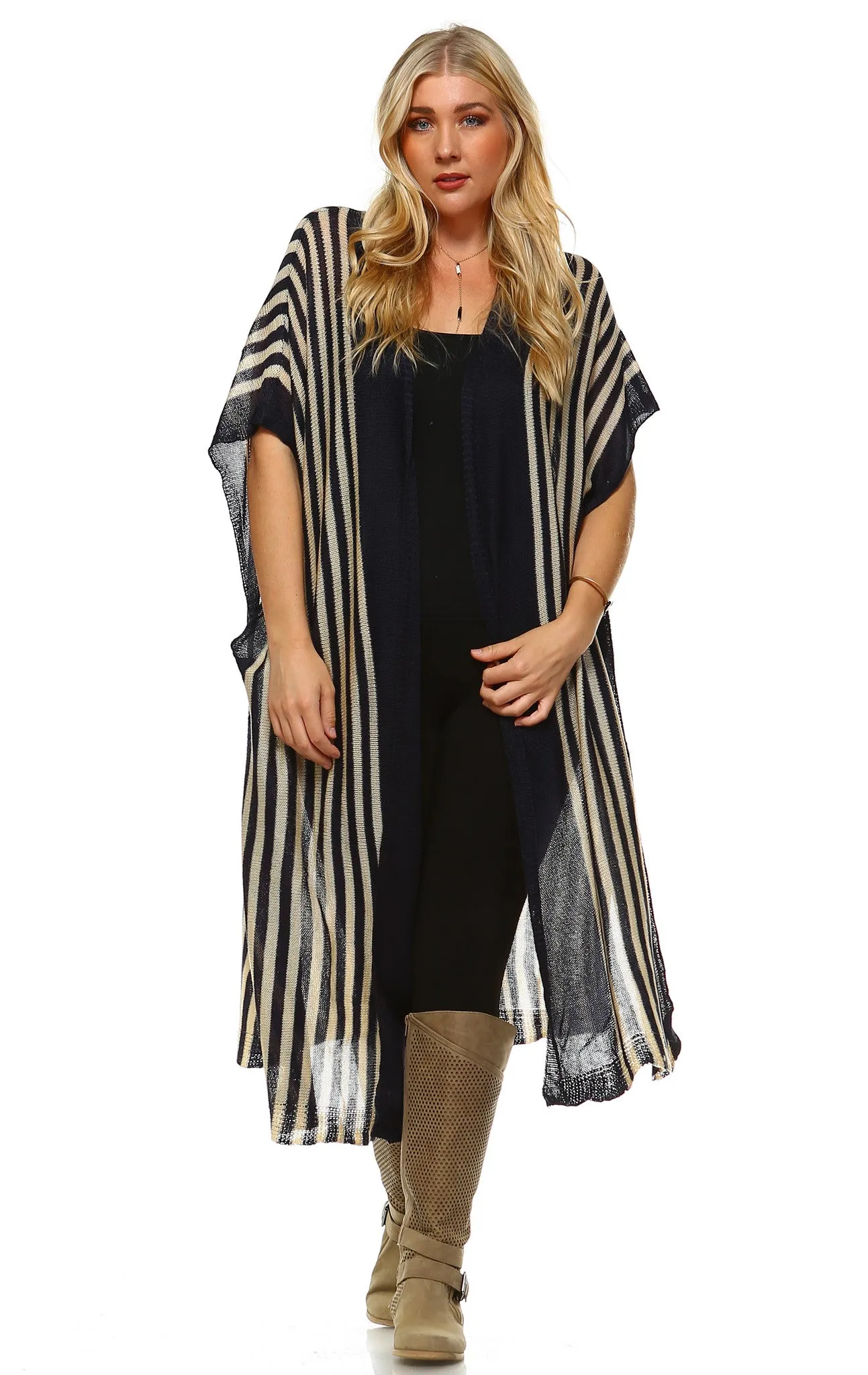 Plus Size Aztec Tribal Poncho Capes Wrap Cardigans Navy 1