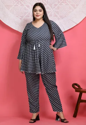 Plus Size Polka Dot Grey Co-ord set