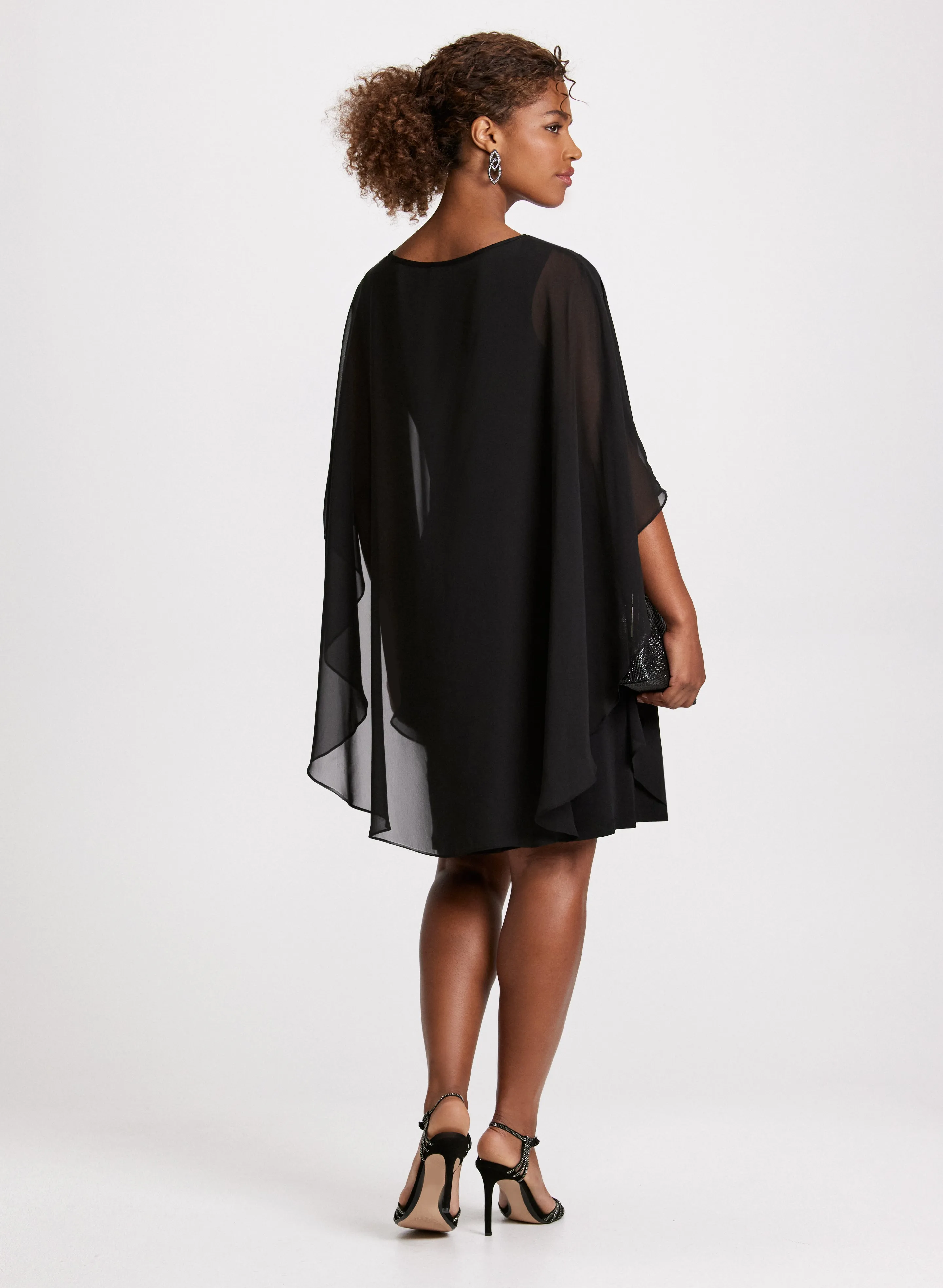 Poncho Effect Chiffon Dress