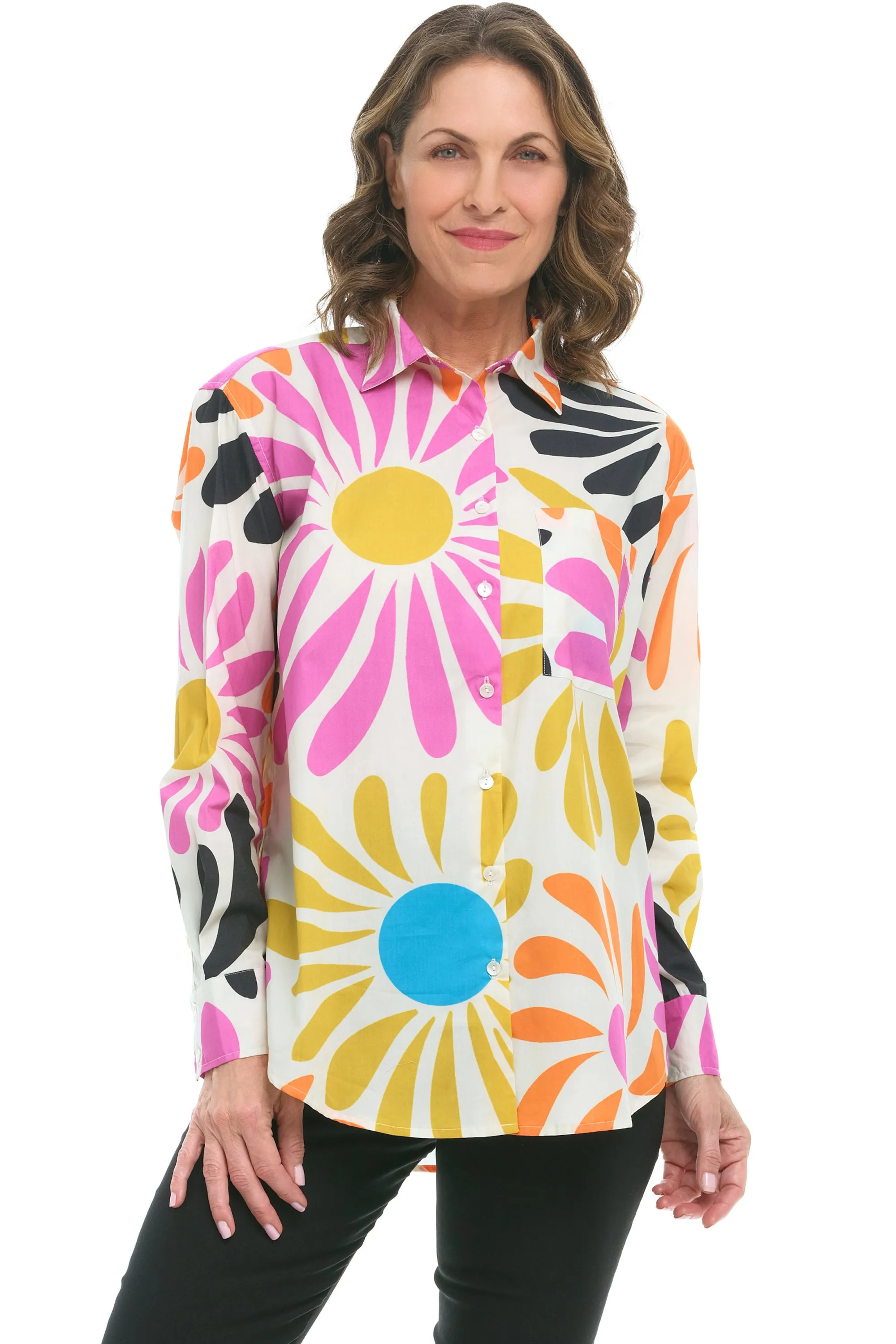 Psychedelic Petals Cotton Blouse