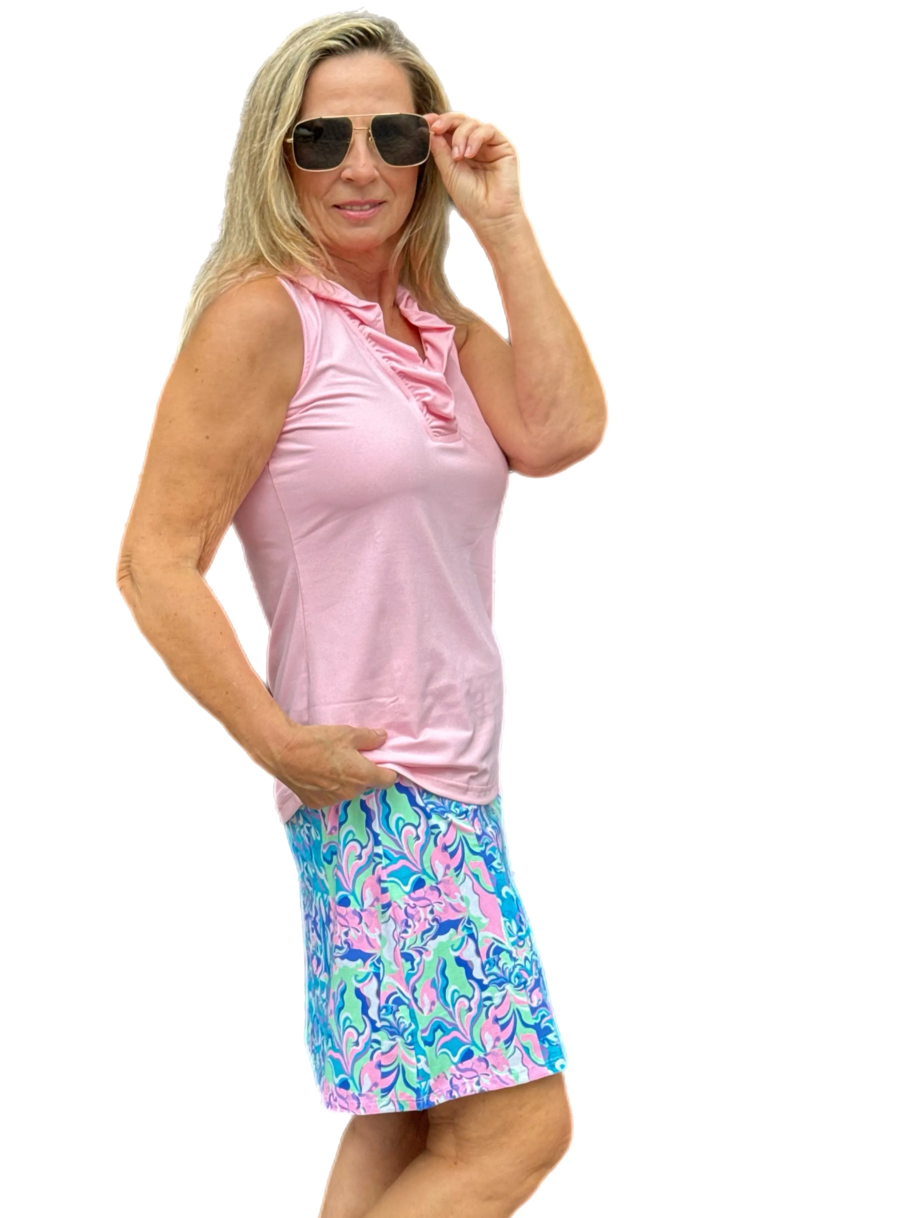 Pull-on Zip Skort with UPF50  Pastel Mosaic