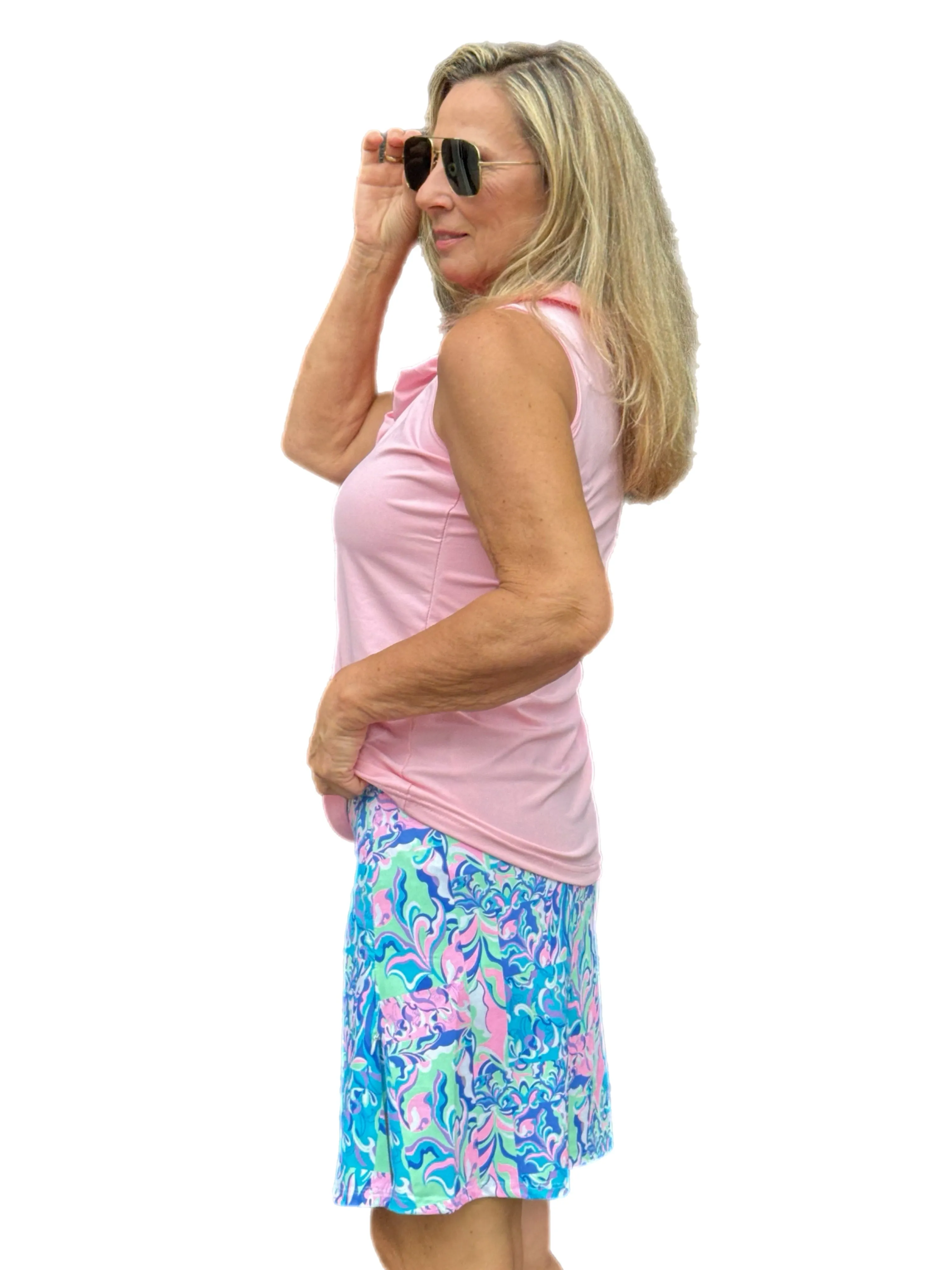 Pull-on Zip Skort with UPF50  Pastel Mosaic