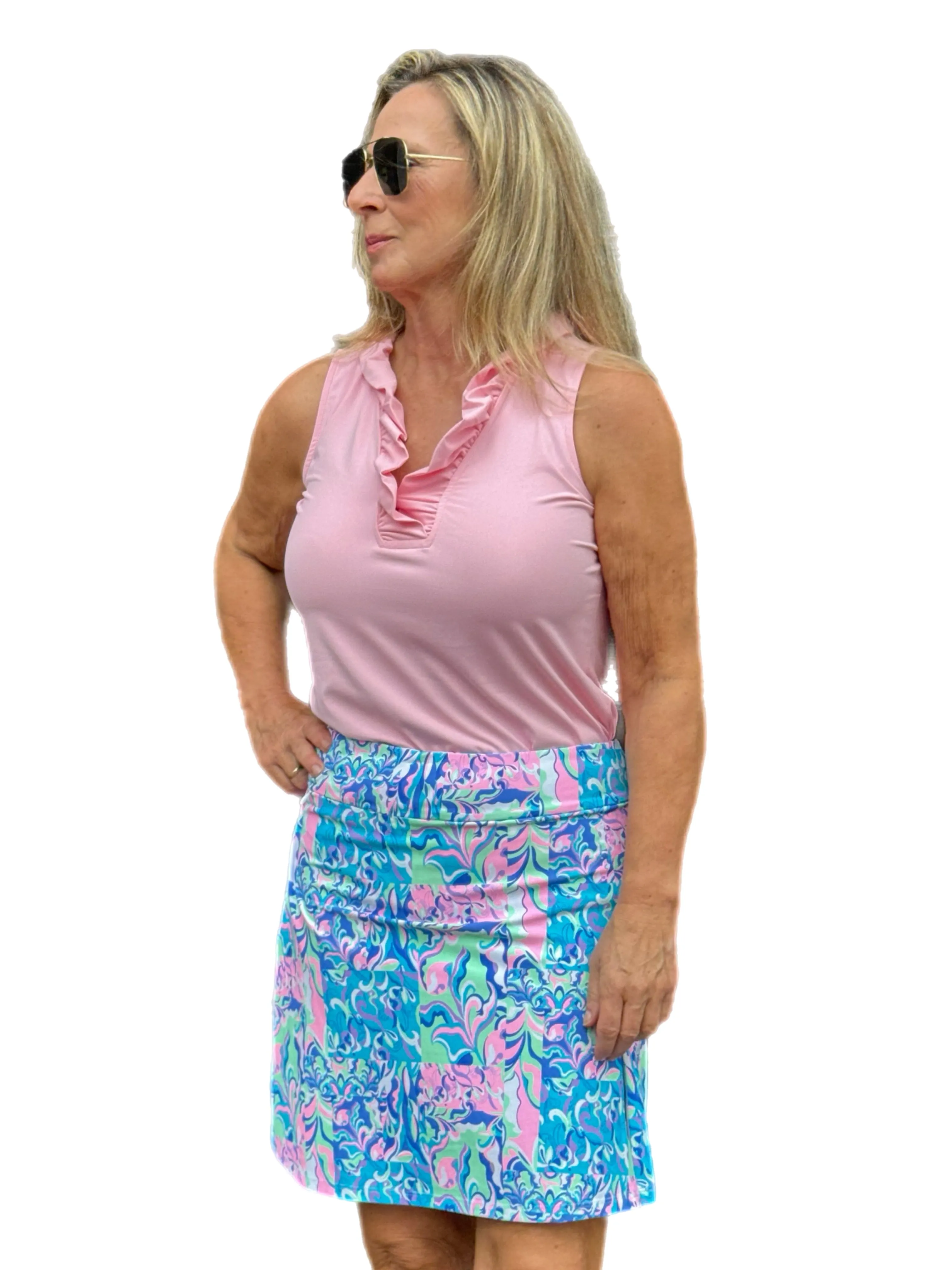 Pull-on Zip Skort with UPF50  Pastel Mosaic