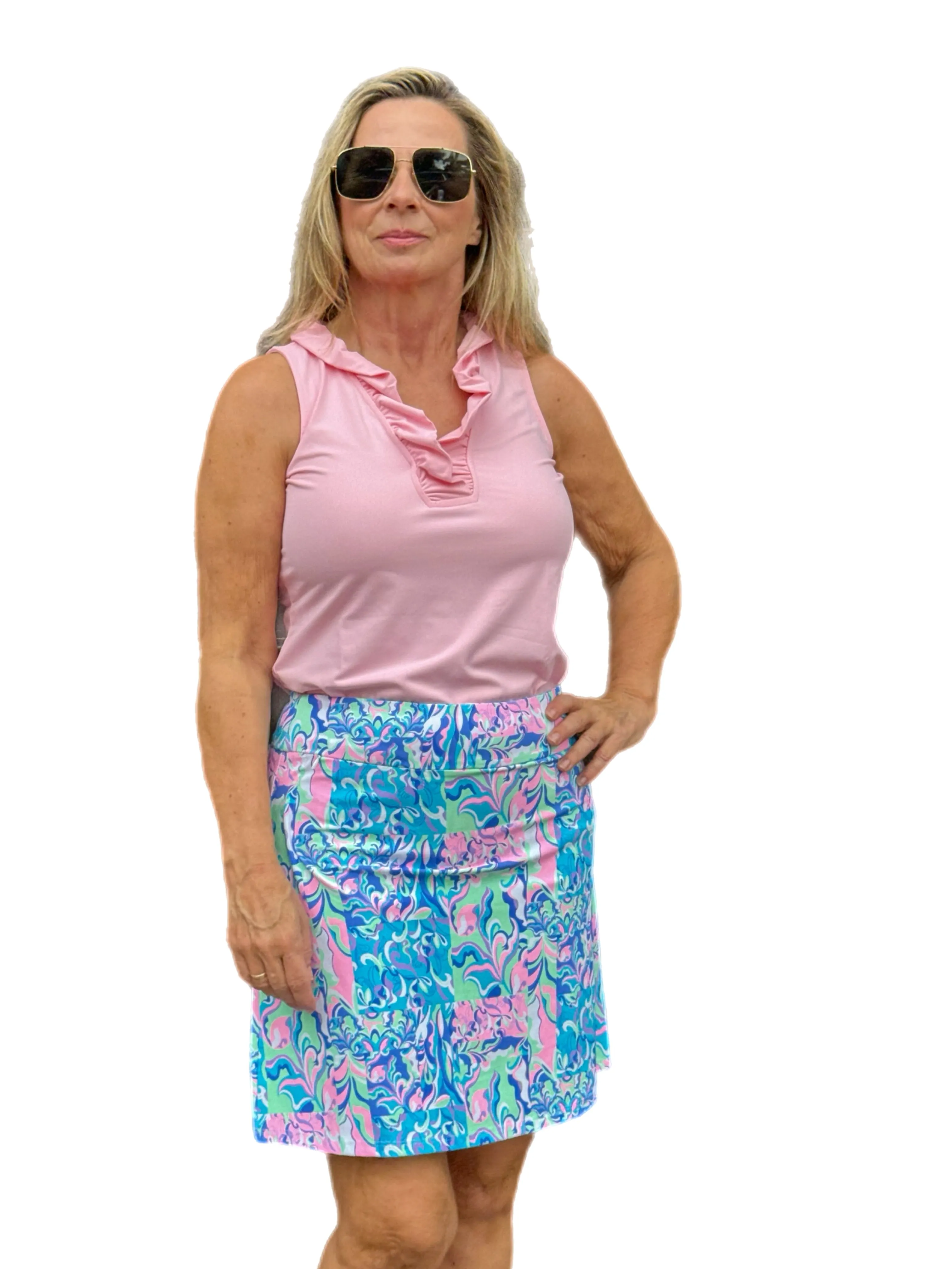 Pull-on Zip Skort with UPF50  Pastel Mosaic