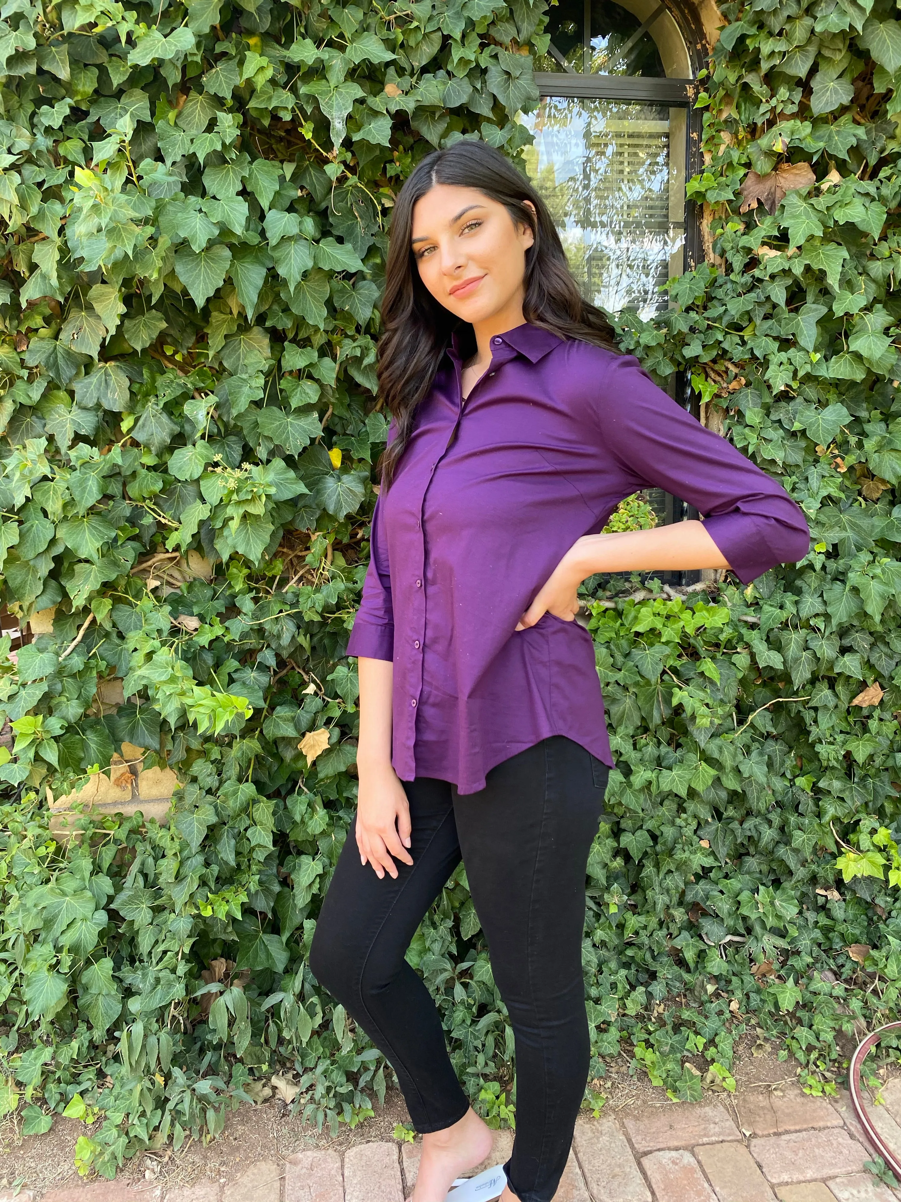 Purple Button Down Top