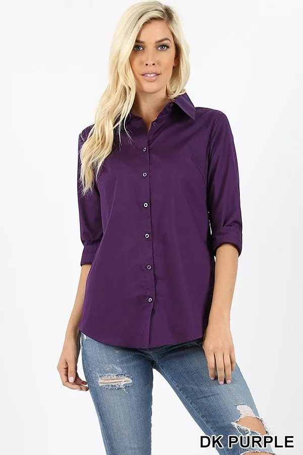 Purple Button Down Top