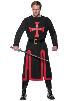 Renaissance Mens Plus Size Black and Red Knight Costume