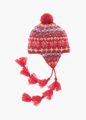 River earflap hat, red